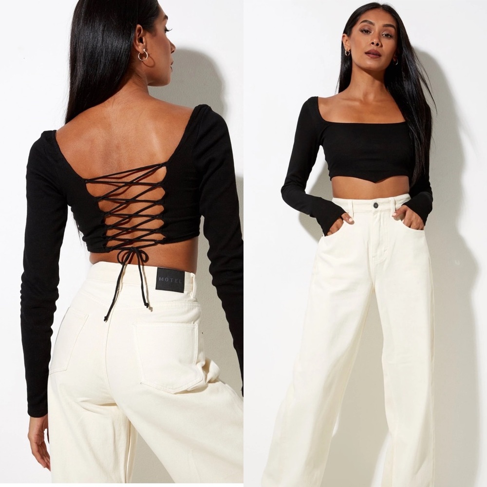 NWT Motel Rocks Gadze Crop Top in Black